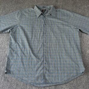Alexander Julian Colours Mens 3XLT Plaid Short Sleeve Button Down Shirt Blue